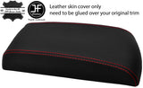 RED STITCHING ARMREST LID REAL LEATHER COVER FITS PEUGEOT 508 2011-2017