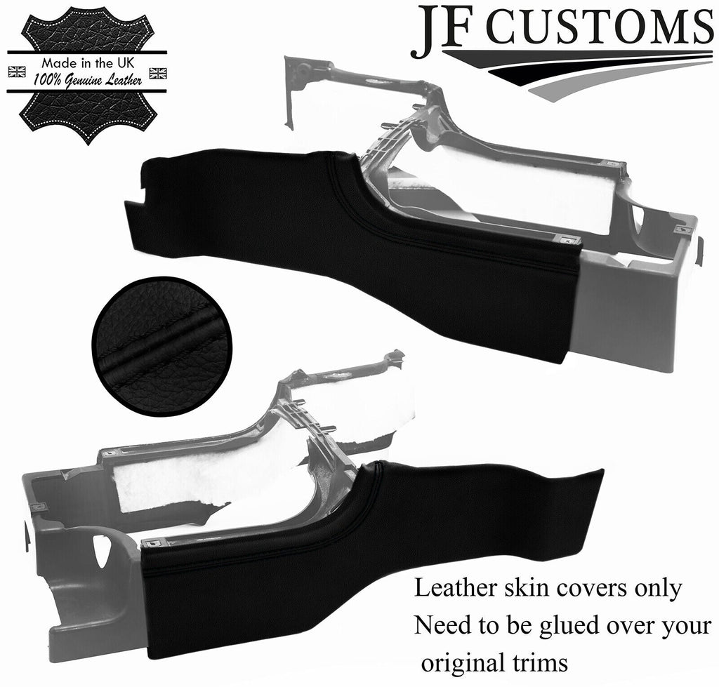 BLACK STITCH ITALIAN LEATHER CONSOLE SIDE TRIM COVERS FOR NISSAN NAVARA 09-12