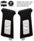 RED STITCH 2X UPPER B PILLAR LEATHER COVERS FOR SEAT LEON MK2 1P 2005-2011