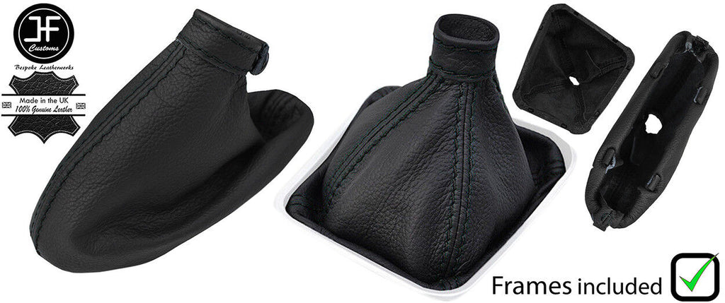 BLACK STITCH LEATHER GAITER SET WITH PLASTIC FRAME FITS ALFA ROMEO BRERA 06-11