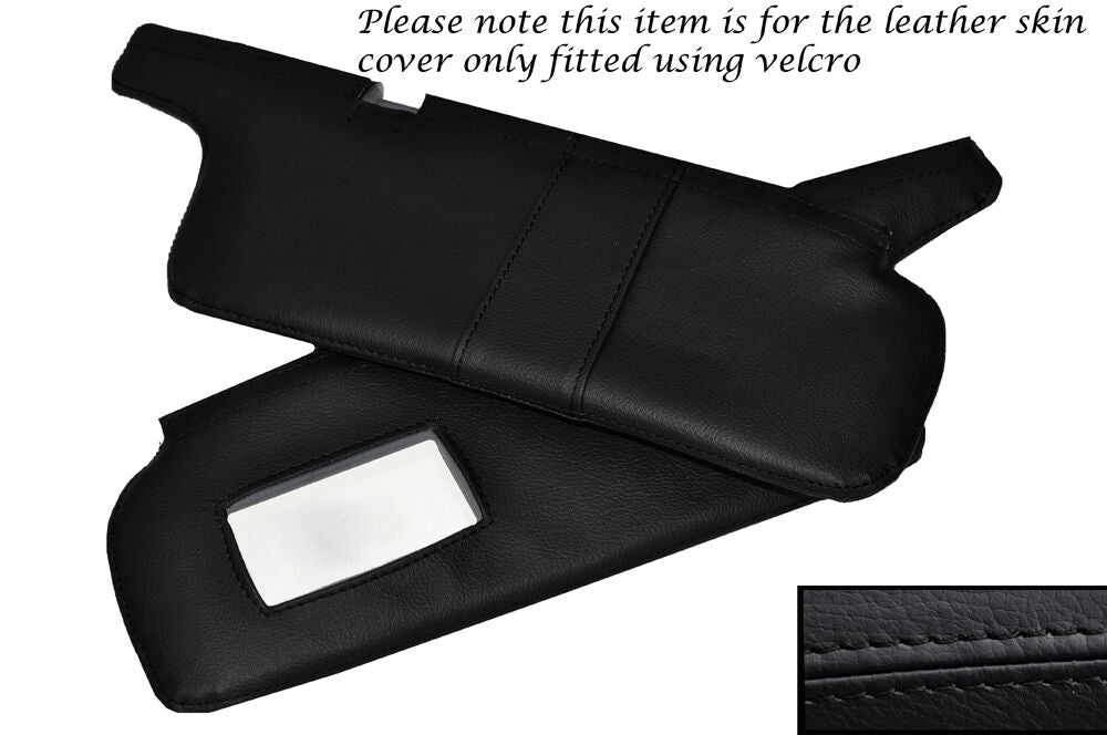 BLACK STITCH 2X SUN VISORS LEATHER SKIN COVERS FITS TOYOTA CELICA 1986-1989