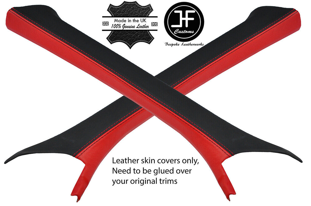 BLACK & RED 2 TONE 2X A POST PILLAR LEATHER COVERS FITS PORSCHE MACAN 14-18