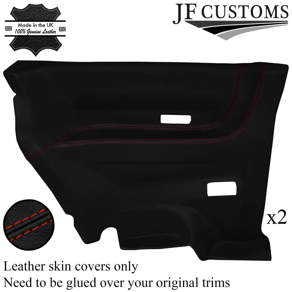 DARK RED STITCH LEATHER REAR QUARTER PANEL DOOR COVER FOR FORD FIESTA MK3 89-96
