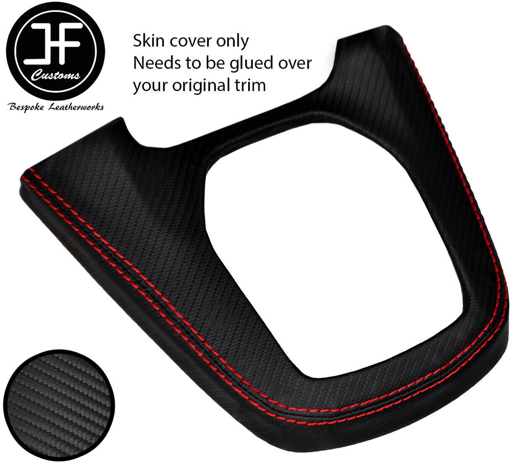 RED STITCH MANUAL GEAR SURROUND CARBON VINYL COVER  FOR FORD FIESTA MK9 13-17