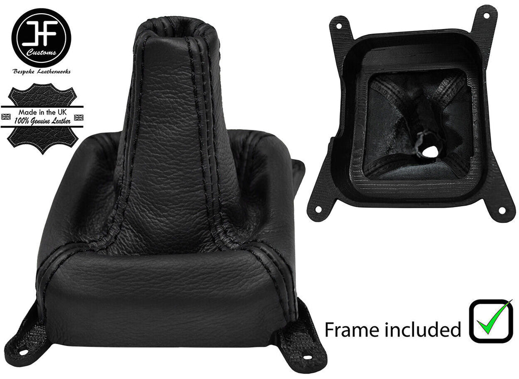 BLACK STITCH LEATHER GEAR GAITER+PLASTIC FRAME FOR MITSUBISHI LANCER EVO 1 2 3