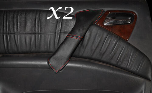 RED STITCH FITS MERCEDES ML CLASS W163 98-05 2X REAR DOOR HANDLE LEATHER COVERS