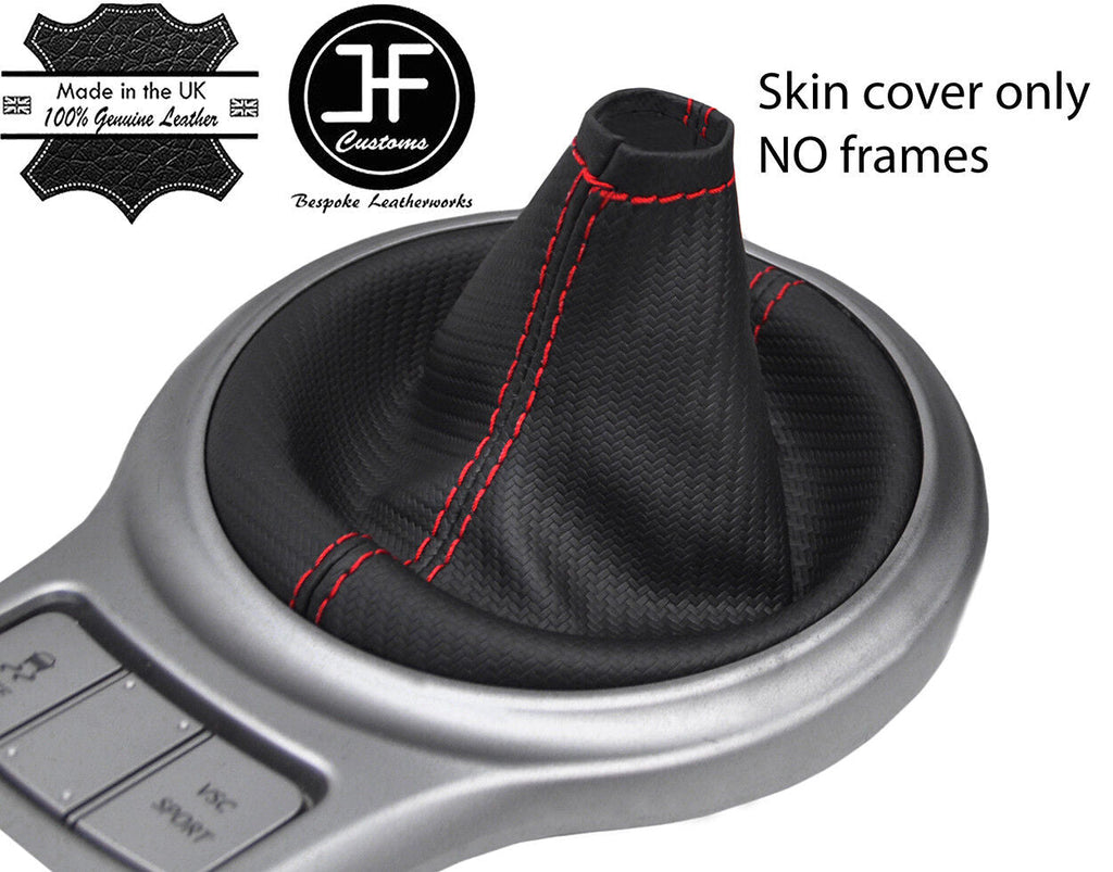 RED STITCH CARBON FIBER VINYL GEAR GAITER FOR TOYOTA GT86 SUBARU BRZ 2012-17