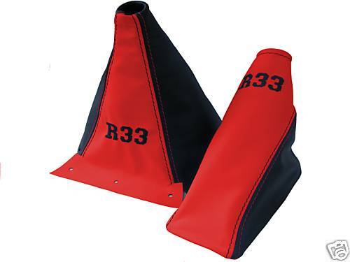 FITS NISSAN SKYLINE R33 LEATHER GAITERS SET BLACK & RED CUSTOM NEW MADE IN UK