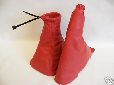FITS FORD PUMA RED LEATHER GEAR HANDBRAKE GAITER SET NEW CUSTOM NEW MADE IN UK