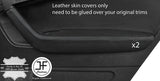 BLACK STITCH 2X REAR DOOR HANDLE ARMREST LEATHER COVER FOR AUDI A3 04-12 5DOOR