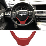 D RED LEATHER STEERING WHEEL LOWER TRIM COVER+FRAME FITS BMW 5 SERIES F10 F11