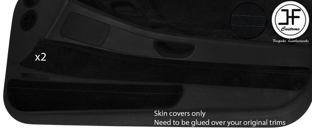 BLACK STITCH 2X MID DOOR CARD TRIM SUEDE COVERS FOR BMW 8 SERIES E31 1990-1999