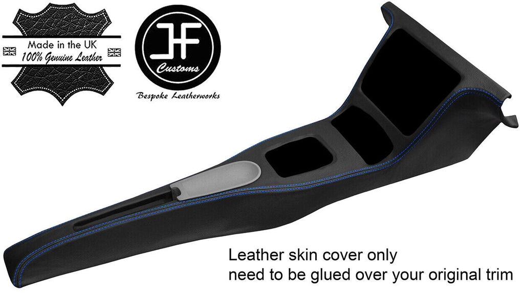 BLUE STITCH CENTRE CONSOLE TUNNEL REAL LEATHER COVER FOR VW POLO 6N2 1999-2001