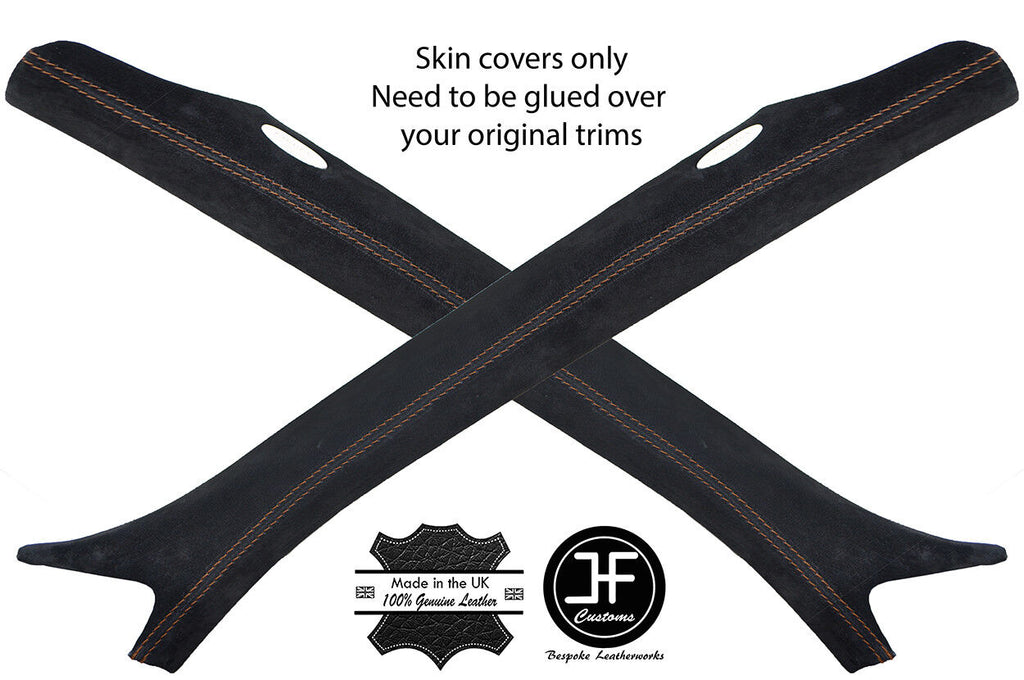 BROWN STITCHING 2X A PILLAR SUEDE COVERS FOR RANGE ROVER SPORT 2005-2013
