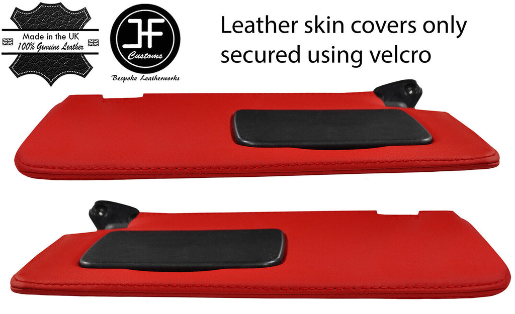 RED REAL LEATHER 2X SUN VISORS COVERS FOR TOYOTA GT86 SUBARU BRZ 12-19