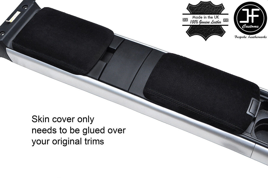 BLACK STITCHING REAL SUEDE 2X ARMREST COVERS FITS MAZDA RX8 2003-2012 CUSTOM NEW