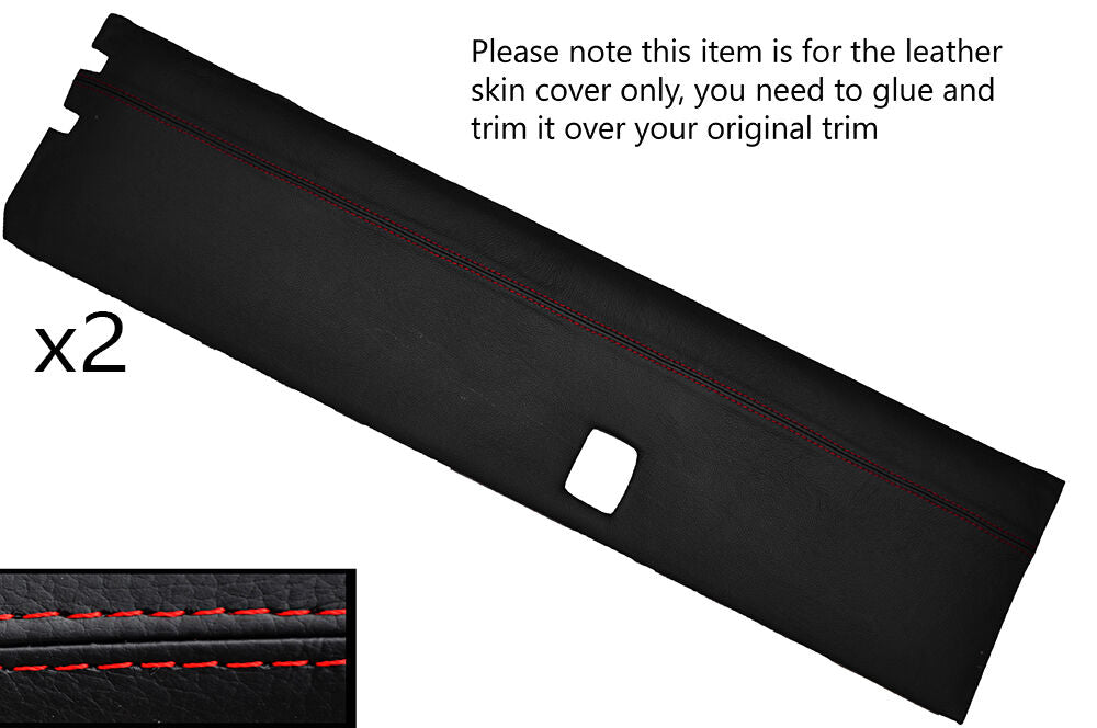 RED STITCH 2X TOP DOOR CARD SKIN COVER FITS LANDROVER SERIES 2A 3 STYLE 2