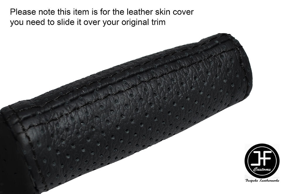 BLACK STITCH HANDBRAKE HANDLE PERFORATED SKIN COVER FITS TESLA ROADSTER 08-13