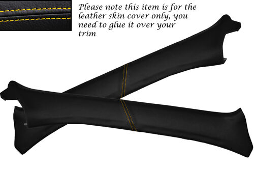 YELLOW STITCH  2X WINDSCREEN PILLAR LEATHER COVERS FITS TOYOTA STARLET 1996-1999