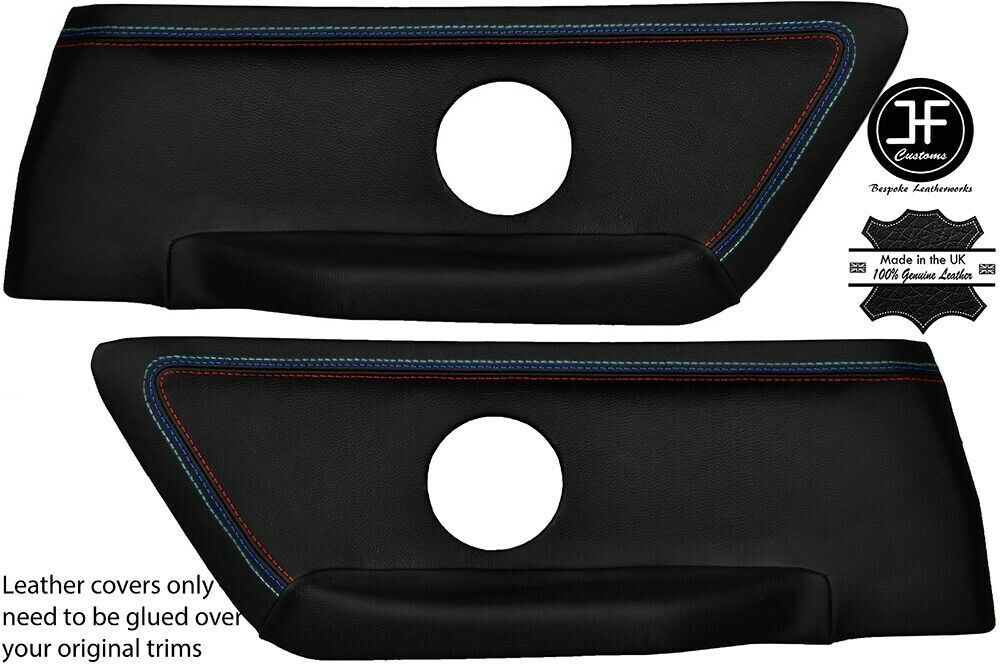 TRI STITCH 2X REAR DOOR CARD LEATHER COVERS FOR BMW E36 COUPE CONVERTIBLE STYLE2