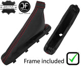 RED STITCH LEATHER HANDBRAKE GAITER+PLASTIC FRAME FITS FIAT DOBLO 2010-2015
