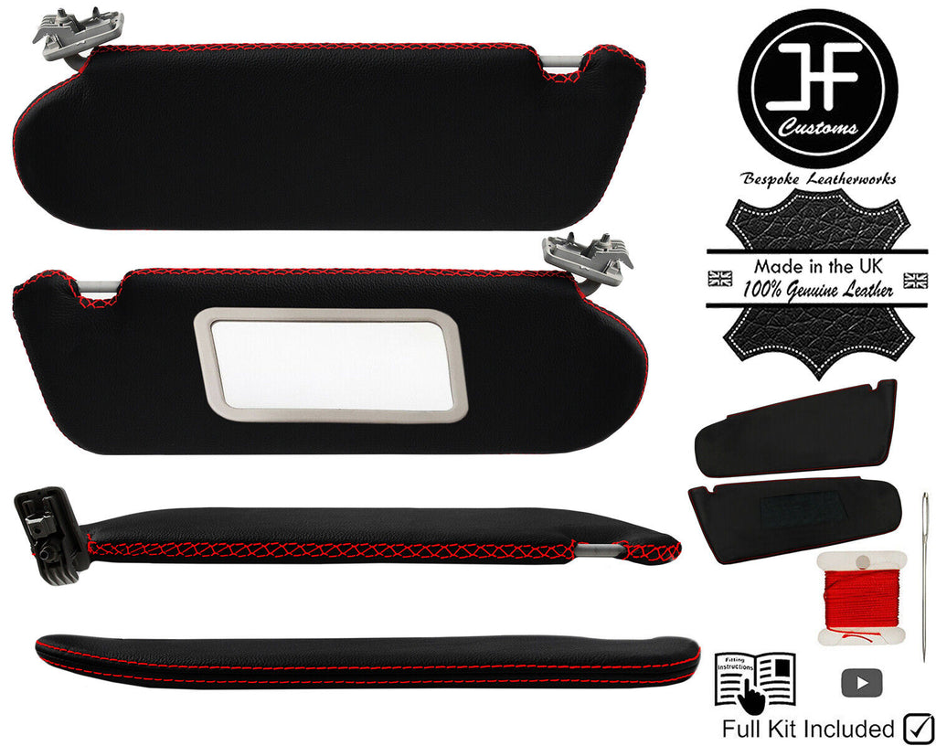 RED CROSS STITCH 2X SUN VISOR LEATHER COVERS FOR VAUXHALL ZAFIRA A 99-05 JF1