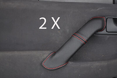 red stitch FITS VW LUPO 98-05 2X FRONT DOOR HANDLE LEATHER COVERS CUSTOM NEW