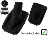 BLACK STITCH LEATHER GEAR GAITER+PLASTIC FRAME FITS CHEVROLET NUBIRA 05-10