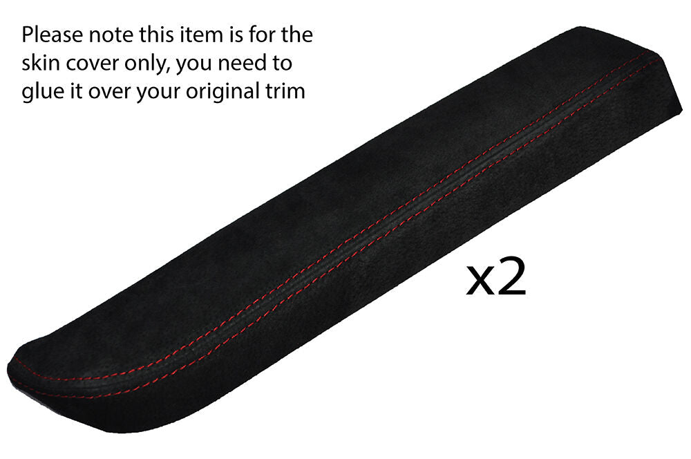 RED STITCHING 2X DOOR ARMREST SUEDE SKIN COVERS FITS NISSAN 350Z Z33 03-09