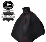 RED STITCHING REAL LEATHER GEAR GAITER FITS LANCIA DELTA III 2008-2014