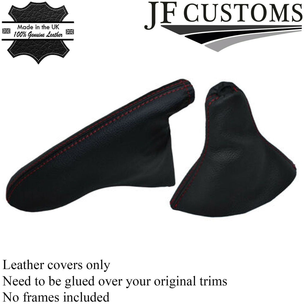 RED STITCH GENUINE LEATHER GEAR+HANDBRAKE GAITER FITS FORD FIESTA MK6 02-08
