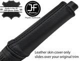 BLACK STITCHING REAL LEATHER HANDBRAKE HANDLE COVER FITS FIAT DOBLO 2010-2015