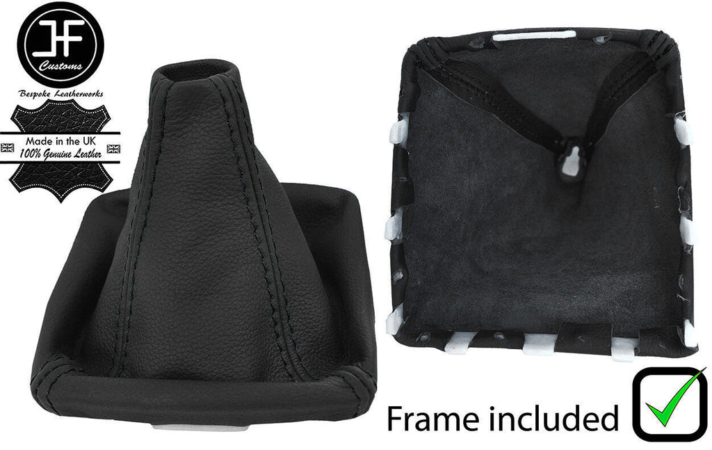 BLACK STITCH LEATHER GEAR GAITER PLASTIC FRAME FITS SUBARU FORESTER 2008-2013