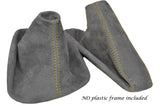 YELLOW STITCH MID GREY SUEDE GAITER SET FITS BMW 3 SERIES E36 E46 1992-2005