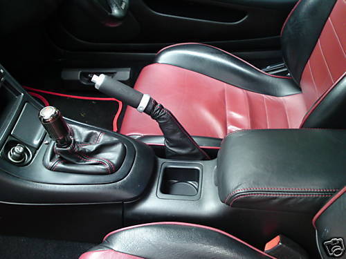 FITS MITSUBISHI 3000GT GTO LEATHER SET OF GAITERS RED STITCH CUSTOM NEW