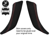 RED STITCH 2X FRONT DOOR HANDLE TRIM SUEDE COVERS FOR BMW 1 SERIES F21 11-18