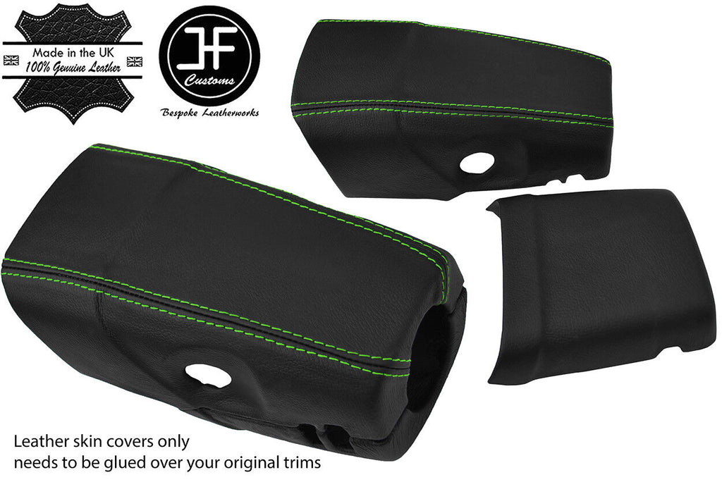 GREEN STITCH STEERING SHROUD COLUMN LEATHER COVER FITS FORD FIESTA MK1 XR2