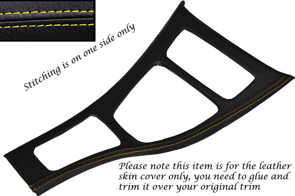 YELLOW STITCH CENTRE CONSOLE TRIM LEATHER COVER FITS BMW E90 E91 E92 2006-2011