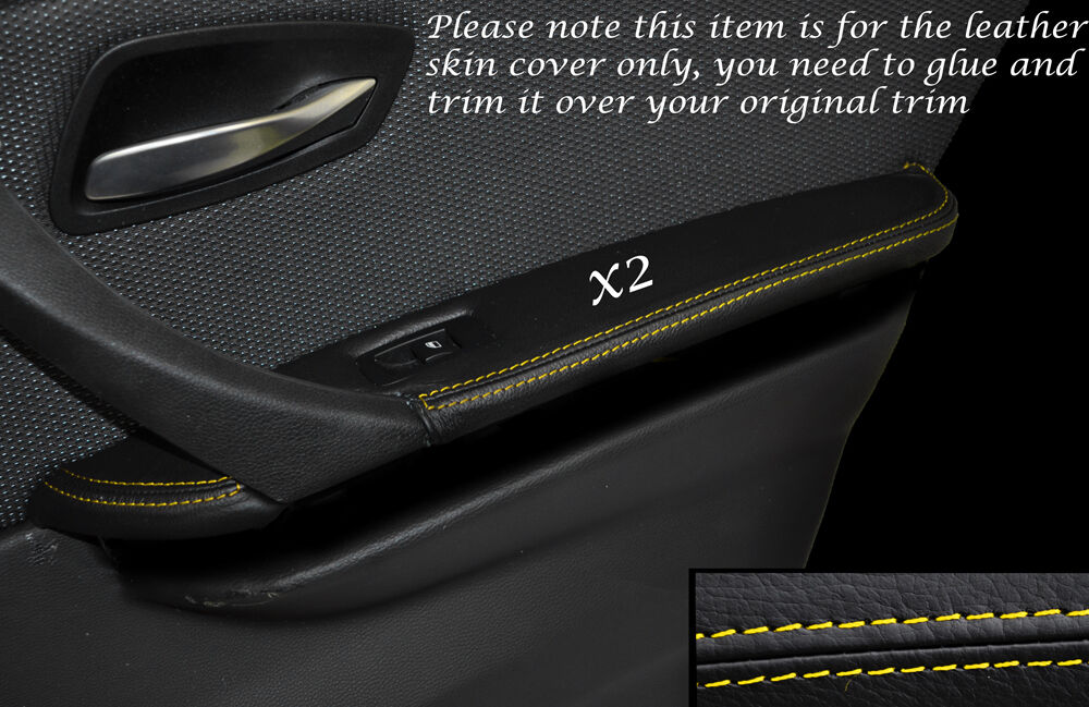 YELLOW STITCH 2X REAR DOOR ARMREST SKIN COVERS FITS BMW 3 SERIES E90 06-11 5DR
