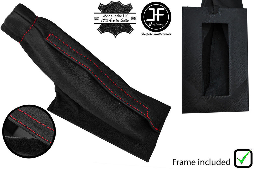 RED STITCH LEATHER HANDBRAKE GAITER+PLASTIC FRAME FITS TRIUMPH TR7 TR8 76-82