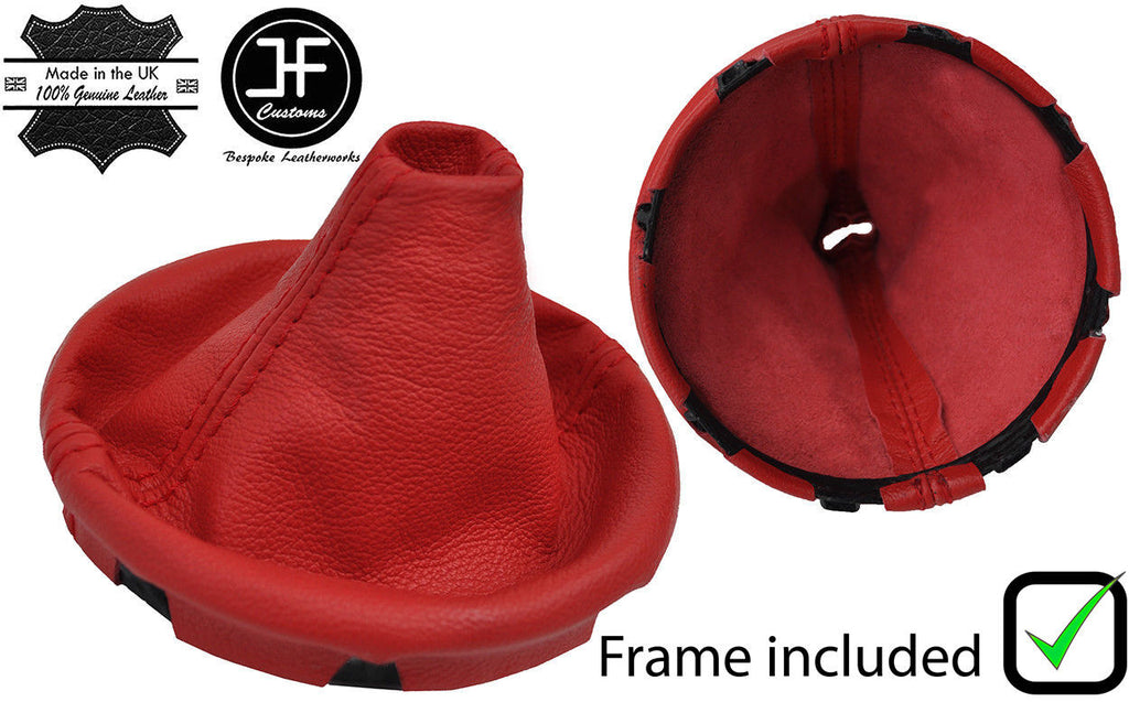 RED LEATHER GEAR GAITER + PLASTIC FRAME FOR VW T5 TRANSPORTER CARAVELLE