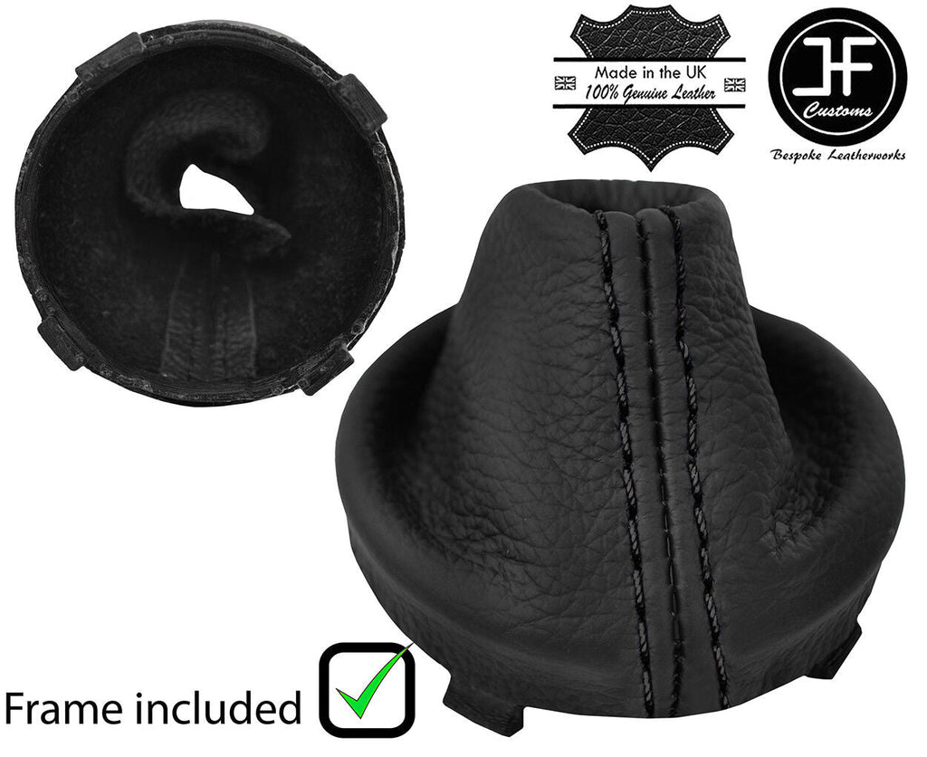 BLACK STITCH REAL LEATHER SMG GEAR GAITER+PLASTIC FRAME FOR BMW E46 99-05