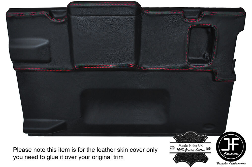RED STITCH TAILGATE DOOR CARD LEATHER COVER FITS LAND ROVER DEFENDER 90 88-02