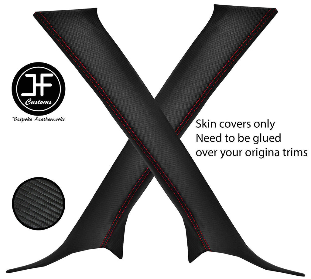 RED STITCH 2X A PILLAR CARBON VINYL COVER FOR MITSUBISHI LANCER EVO 10 X