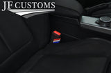 D RED STITCH TRI STRIPES 2X SEAT BELT LONG COVERS FITS FORD MUSTANG 10-14