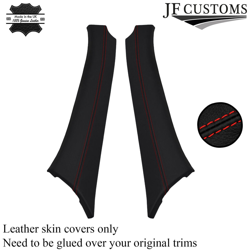 RED STITCH 2X A PILLAR LEATHER COVERS FOR MERCEDES W202 C CLASS 93-00 CUSTOM NEW
