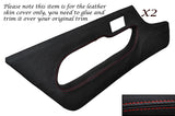 RED STITCH 2X FULL DOOR CARD LEATHER SKIN COVERS FITS LOTUS ELAN S3 & S4