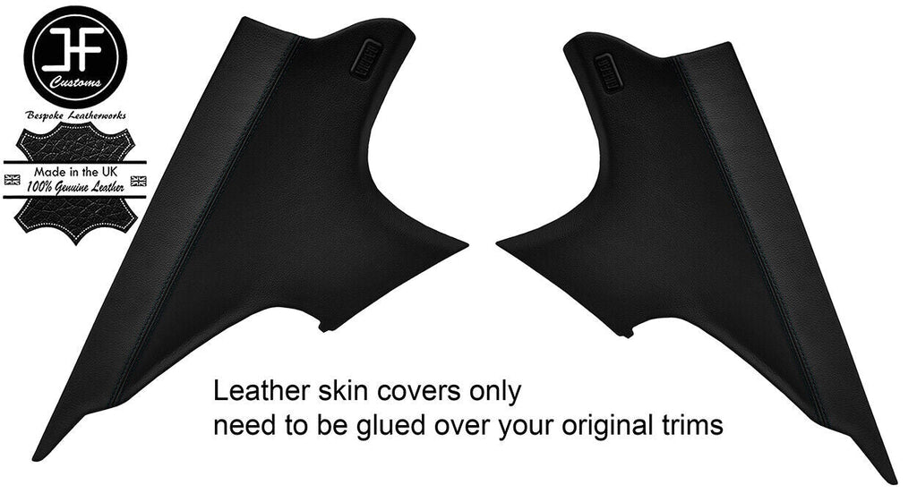 BLACK STITCH 2X REAR C PILLAR LEATHER COVERS FOR BMW 3 SERIES E90 SALOON 06-13