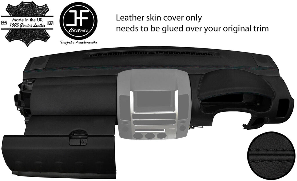 BLACK STITCH DASH DASHBOARD REAL LEATHER COVER FITS NISSAN NAVARA D40 2006-2015
