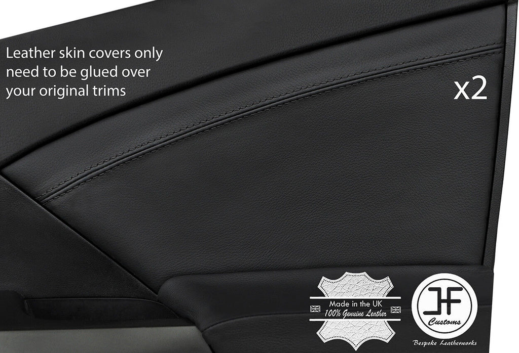 BLACK STITCH 2X FRONT DOOR CARD TRIM LEATHER COVER FITS HONDA CIVIC MK9 12-17